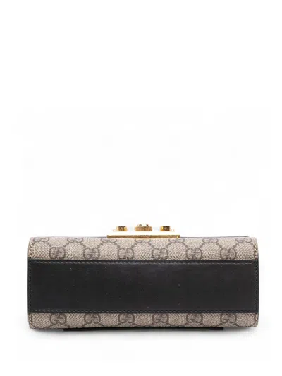 Pre-owned Gucci 2016-2025 Small Gg Supreme Padlock Crossbody Bag In Brown