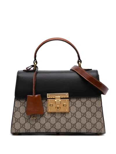 Pre-owned Gucci 2016-2025 Small Gg Supreme Padlock Satchel
