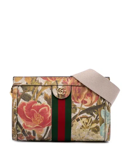 Pre-owned Gucci 2016-2025 Small Gg Supreme Water Flora Ophidia Chain Bag Satchel