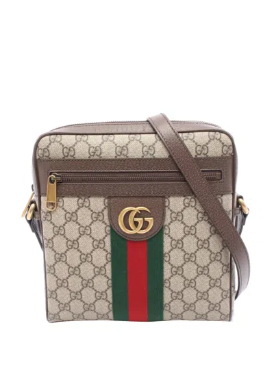 Pre-owned Gucci 2016-2025 Small Gg Supreme Web Ophidia Messenger Bag Crossbody Bag In Brown