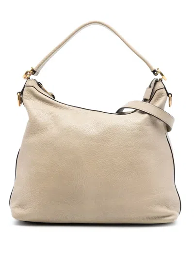Pre-owned Gucci 2016-2025 Small Grained Calfskin Miss Gg Hobo Satchel In Brown