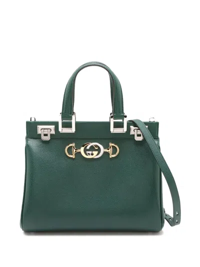 Pre-owned Gucci 2016-2025 Small Grained Calfskin Zumi Top Handle Bag Satchel In Green