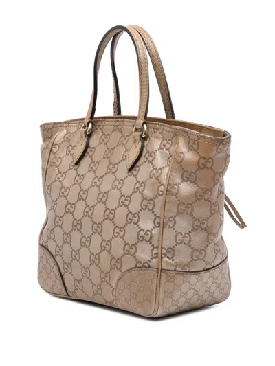 Pre-owned Gucci 2016-2025 Small Ssima Bree Satchel In Gold