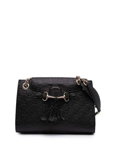Pre-owned Gucci 2016-2025 Small Ssima Emily Shoulder Bag In Black