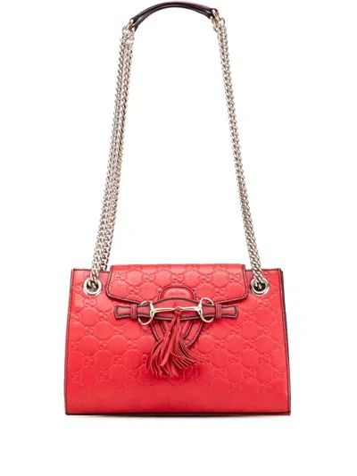 Pre-owned Gucci 2016-2025 Small Ssima Emily Shoulder Bag In Red