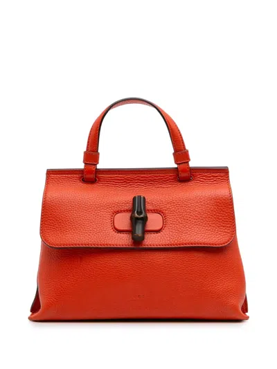 Pre-owned Gucci 2016-2025 Small Leather Bamboo Daily Satchel