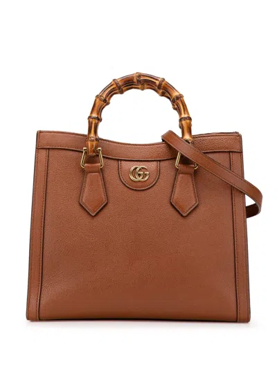 Pre-owned Gucci 2016-2025 Small Leather Bamboo Diana Satchel
