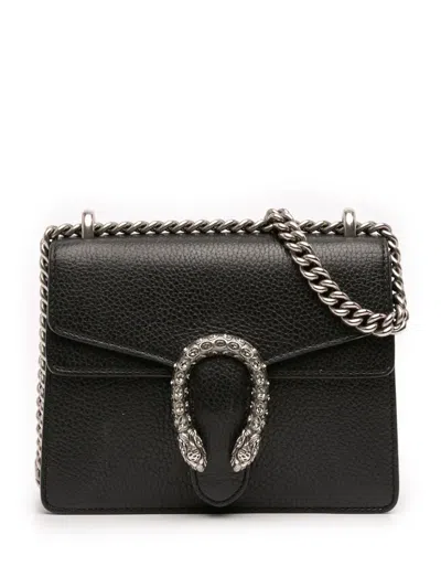 Pre-owned Gucci 2016-2025 Small Leather Dionysus Crossbody Bag In Black
