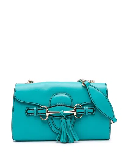 Pre-owned Gucci 2016-2025 Small Leather Emily Crossbody Bag In Blue