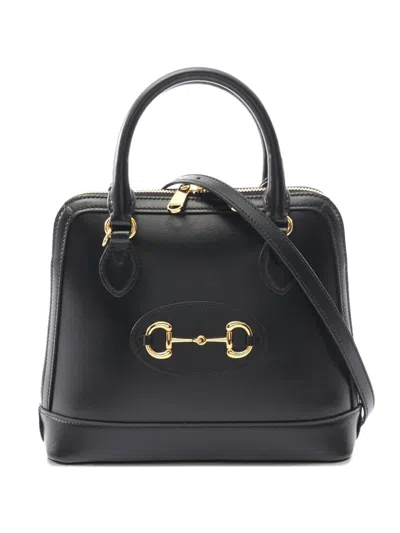 Pre-owned Gucci 2016-2025 Small Leather Horsebit 1955 Satchel In Black