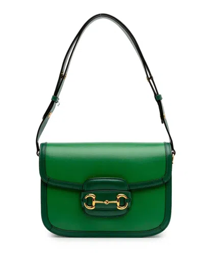 Pre-owned Gucci 2016-2025 Small Leather Horsebit 1955 Shoulder Bag In Green