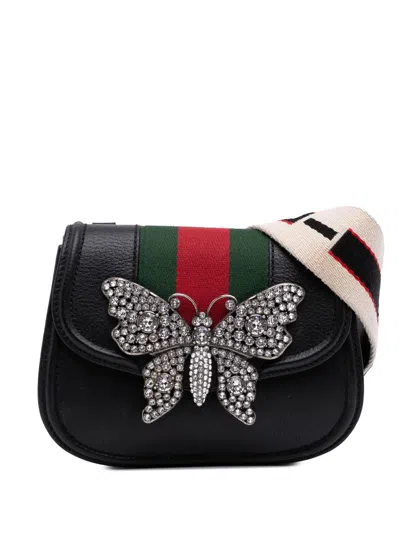 Pre-owned Gucci 2016-2025 Small Leather Linea Totem Crystal Butterfly Crossbody Bag