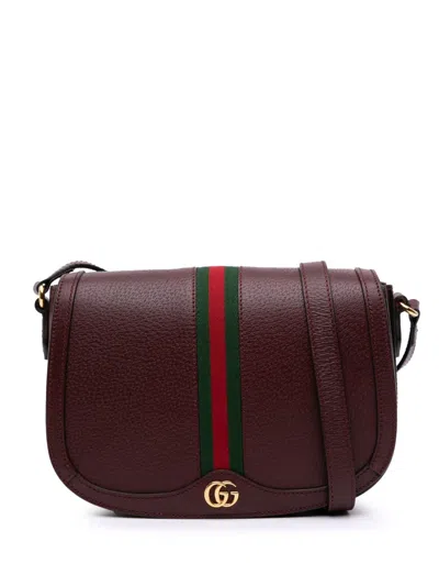 Pre-owned Gucci 2016-2025 Small Leather Ophidia Crossbody Bag In Red