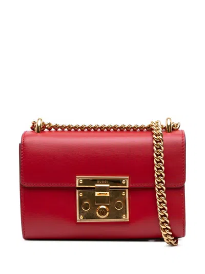 Pre-owned Gucci 2016-2025 Small Leather Padlock Crossbody Bag In Red