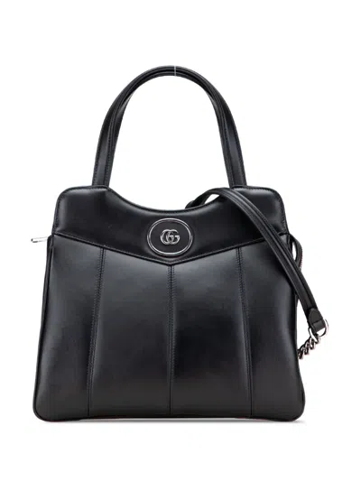 Pre-owned Gucci 2016-2025 Small Leather Petite Gg Tote Satchel In Black