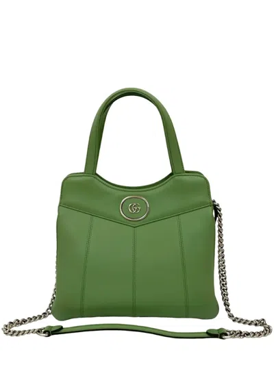 Pre-owned Gucci 2016-2025 Small Leather Petite Gg Tote Satchel In Green