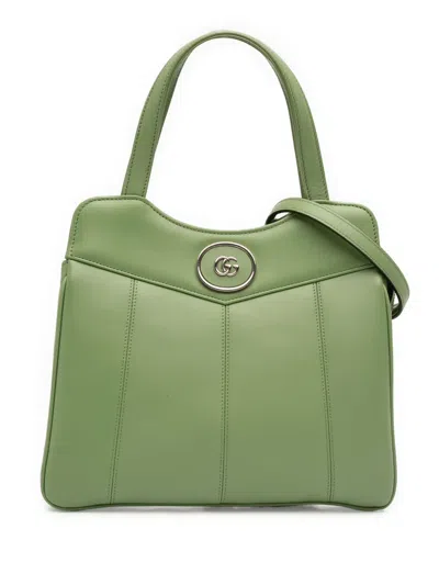 Pre-owned Gucci 2016-2025 Small Leather Petite Gg Tote Satchel In Green