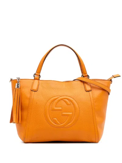 Pre-owned Gucci 2016-2025 Small Leather Soho Cellarius Satchel In Orange