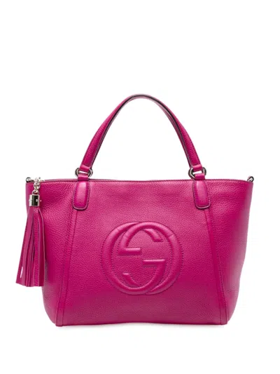 Pre-owned Gucci 2016-2025 Small Leather Soho Cellarius Satchel In Pink