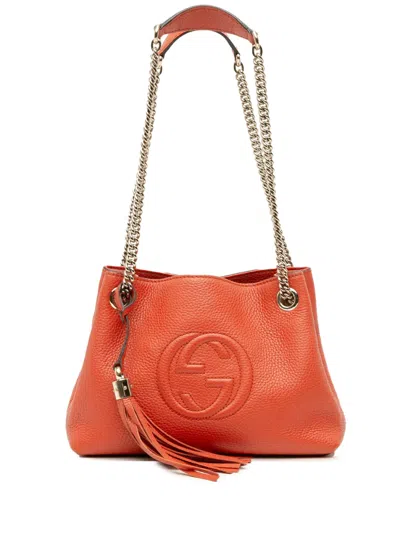 Pre-owned Gucci 2016-2025 Small Leather Soho Chain Tote Bag In Orange