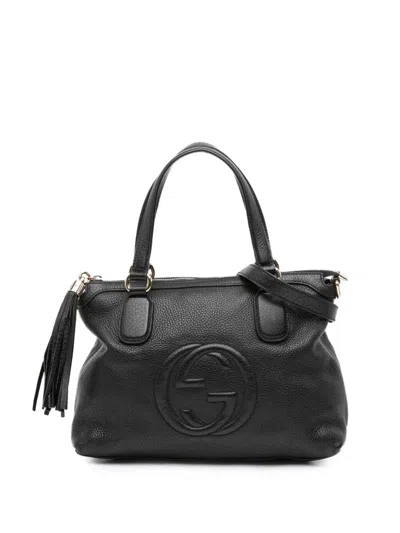 Pre-owned Gucci 2016-2025 Small Leather Soho Working Satchel In Black