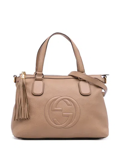 Pre-owned Gucci 2016-2025 Small Leather Soho Working Satchel In Brown