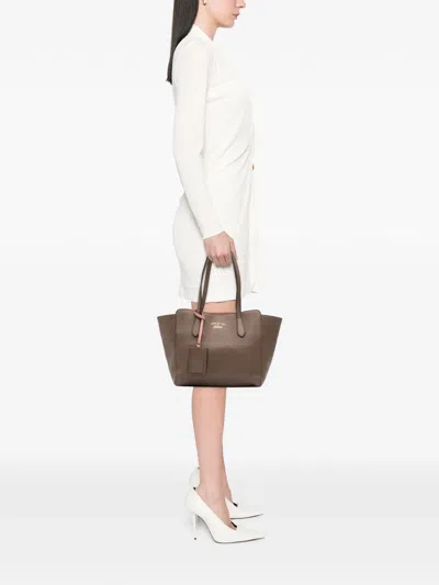 Pre-owned Gucci 2016-2025 Small Leather Swing Tote Bag In Brown