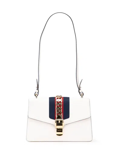 Pre-owned Gucci 2016-2025 Small Leather Sylvie Satchel In White
