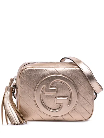 Pre-owned Gucci 2016-2025 Small Metallic Calfskin Blondie Crossbody Bag In Gold