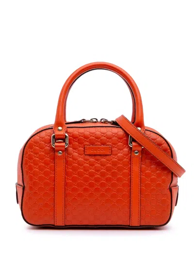 Pre-owned Gucci 2016-2025 Small Microssima Bree Satchel In Orange
