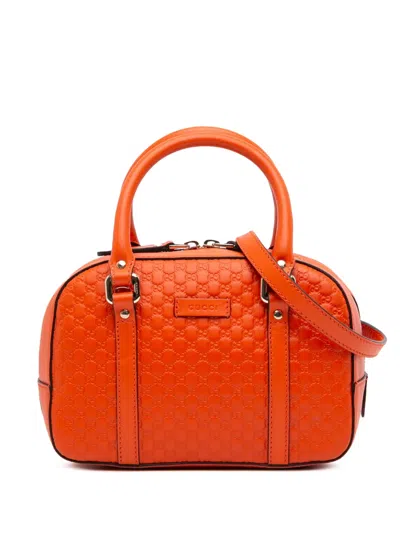 Pre-owned Gucci 2016-2025 Small Microssima Bree Satchel In Orange