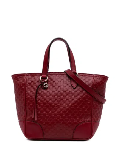 Pre-owned Gucci 2016-2025 Small Microssima Bree Satchel In Red