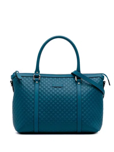 Pre-owned Gucci 2016-2025 Small Microssima Joy Satchel In Blue