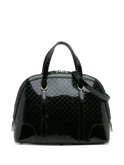 Pre-owned Gucci 2016-2025 Small Microssima Patent Nice Satchel In Black