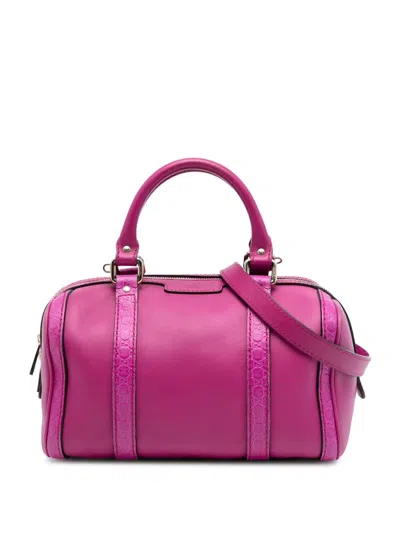 Pre-owned Gucci 2016-2025 Small Microssima Trimmed Leather Joy Boston Bag Satchel In Pink