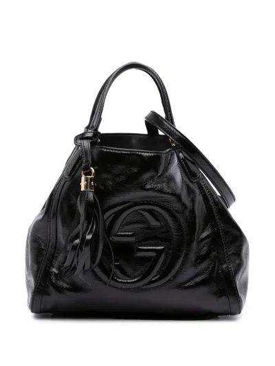 Pre-owned Gucci 2016-2025 Small Patent Soho Satchel In Black