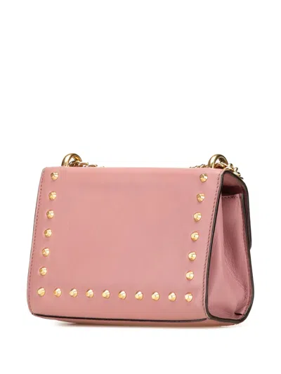 Pre-owned Gucci 2016-2025 Small Pearl Studded Leather Padlock Crossbody Bag In Pink