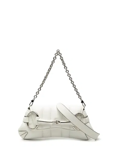 Pre-owned Gucci 2016-2025 Small Quilted Leather Horsebit Chain Satchel In White