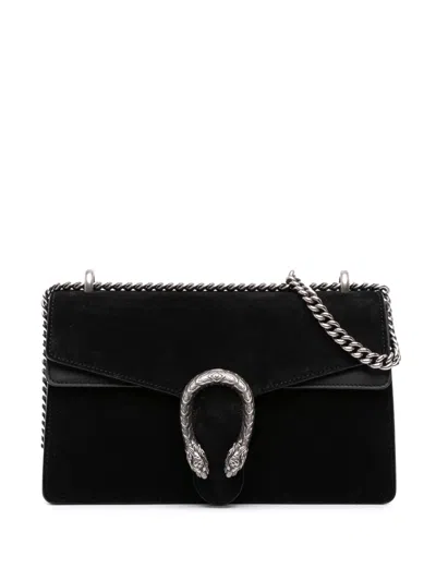 Pre-owned Gucci 2016-2025 Small Velvet Dionysus Shoulder Bag In Black