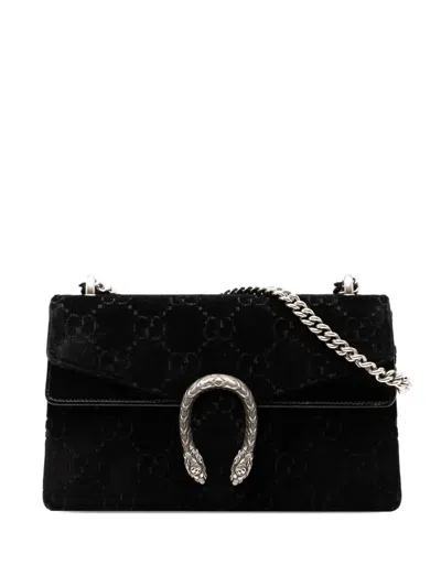 Pre-owned Gucci 2016-2025 Small Velvet Dionysus Shoulder Bag In Black
