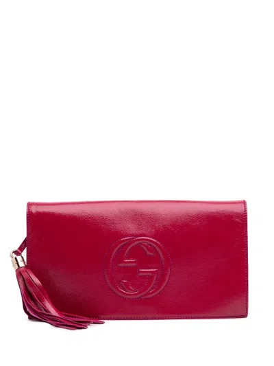 Pre-owned Gucci 2016-2025 Soft Patent Soho Disco Clutch Bag In Pink