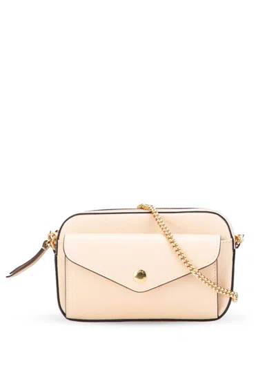 Pre-owned Gucci 2016-2025 Super Mini Gg Debossed Calf Chain Wallet Crossbody Bag In Brown