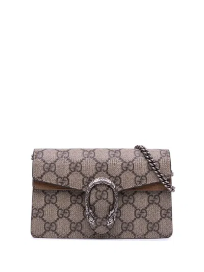 Pre-owned Gucci 2016-2025 Super Mini Gg Supreme Dionysus Crossbody Bag In Brown