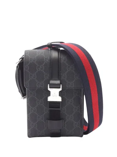 Pre-owned Gucci 2016-2025 Super Mini Gg Supreme Messenger Bag Crossbody Bag In Black