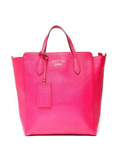 Pre-owned Gucci 2016-2025 Swing Leather Tote Bag In Pink