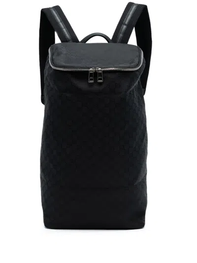 Pre-owned Gucci 2016-2025 Xl Gg Canvas Backpack In Black