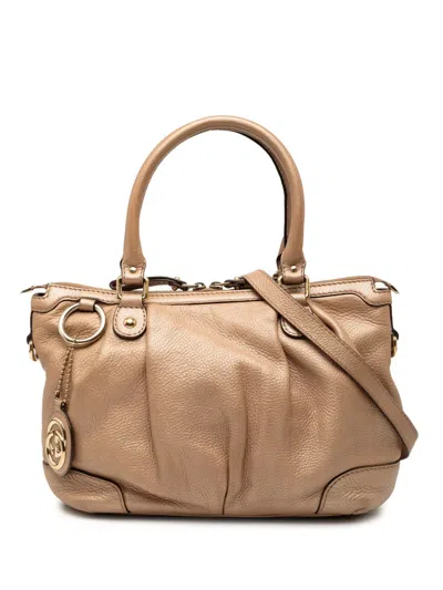 Pre-owned Gucci 2016-2026 Calfskin Sukey Satchel In Gold