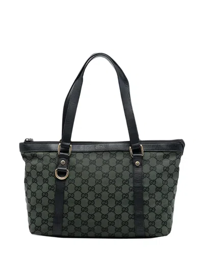 Pre-owned Gucci 2016-2026 Gg Canvas Abbey D Ring Tote Bag In Green