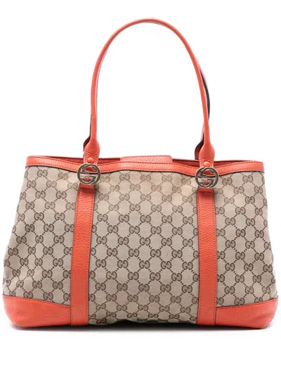 Pre-owned Gucci 2016-2026 Gg Canvas Miss Gg Tote Bag In Brown