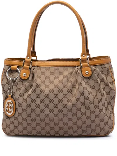 Pre-owned Gucci 2016-2026 Gg Canvas Sukey Tote Bag In Brown
